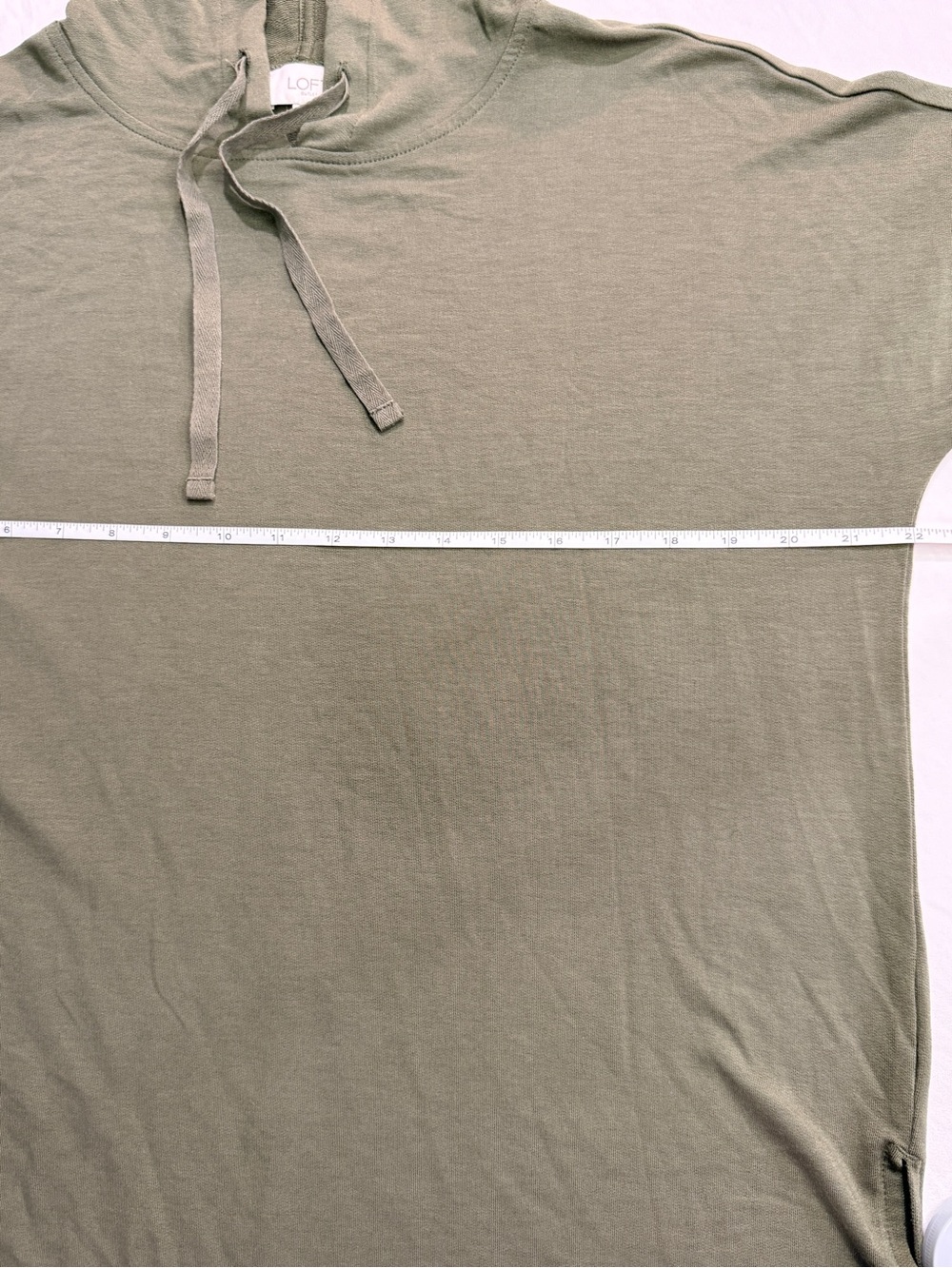 LOFT Outlet Women’s Olive Short-Sleeve Drawstring Hoodie Size S - Picture 4 of 9